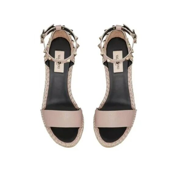 Valentino Garavani Women's Studded Ankle Strap Espadrille Wedge Sandals - Picture 2 of 5